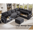thumbnail image 4 of 8-Seat Large U Shaped Modular Sectional | Pull Out Bed Sleeper Sofa w/ Reclining Backrest, USB Ports, LED Light & Storage Seat - Tool-Free Assembly, 4 of 9