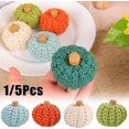 thumbnail image 3 of Adornos de calabaza tejidos a mano, calabazas de crochet multicolor, calabazas de otoño para decoración de mesa del hogar, Halloween, Acción de Gracias (blanco, 5 piezas), 3 of 3