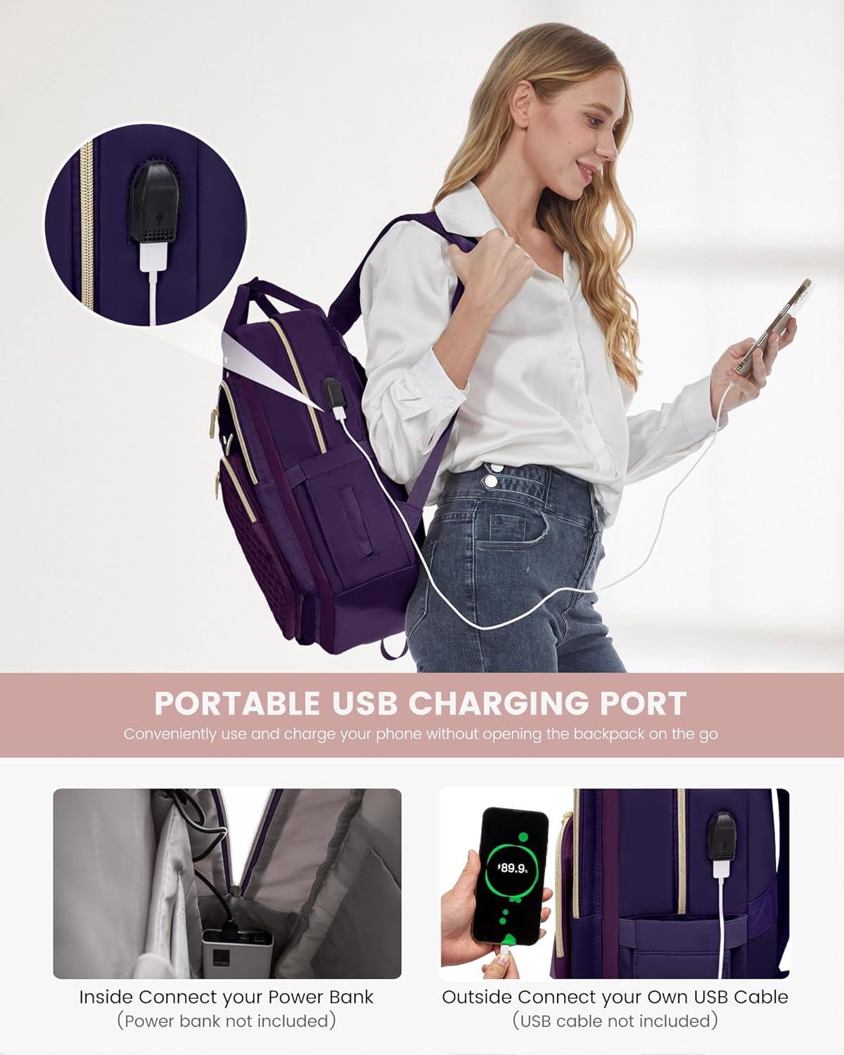 Lovevook Laptop Backpack Purses for Women,Nurse Teacher College Work Study Commuter Bag with 15.6 inch Laptop Compartment,Lightweight Travel Casual Daypacks With USB Port