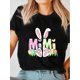 thumbnail image 1 of Camiseta de algodón extragrande para mujer: Top suave de manga corta con cuello redondo y estampados abstractos, 1 pieza, camiseta informal, 1 of 6