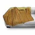 thumbnail image 3 of Boston Soft Flannel Fleece Throw Blanket, Flat Design of Appearance of Big City and Yellow Clouds Above, Cozy Plush for Indoor and Outdoor Use, 50" x 60", Pale Orange Ginger, by Ambesonne, 3 of 6