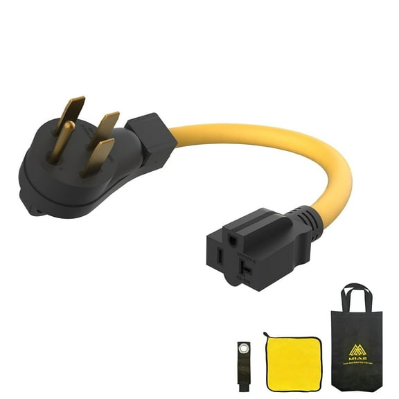 RV Generator Power Cord Adapter, NEMA 14-50P to 5-15R/5-20R, 50Amp to 20Amp, 240V to 120V