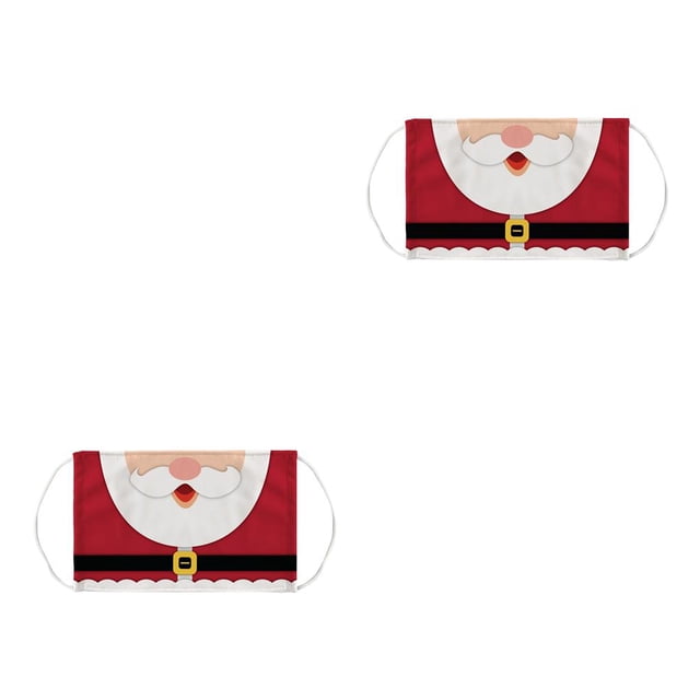 Guardoinrt Christmas Themed Dust Mask Breathable Polyester Printing Face Mask with Elastic Ear Rope Type 3 Pattern 4 2Set