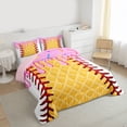 thumbnail image 3 of Homewish Baseball Gamer Queen Comforter Set,Sweer Ice Cream Bedding Sets,Yellow Pink White Bedding Comforter Set For Kids,Super Cozy Room Decor Reversible,3pcs, 3 of 8