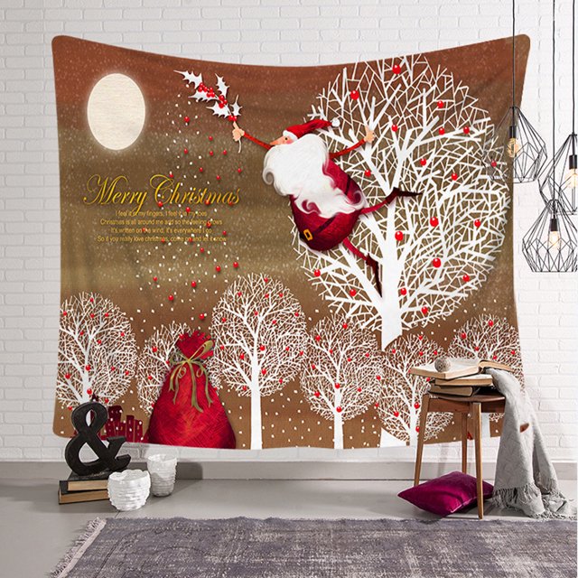 Tapiz de Navidad Árbol de Navidad Tela de Papá Noel Tela de pared Calcetines de Navidad Regalo de Navidad Tapiz colgante de pared Sailing Electrónica