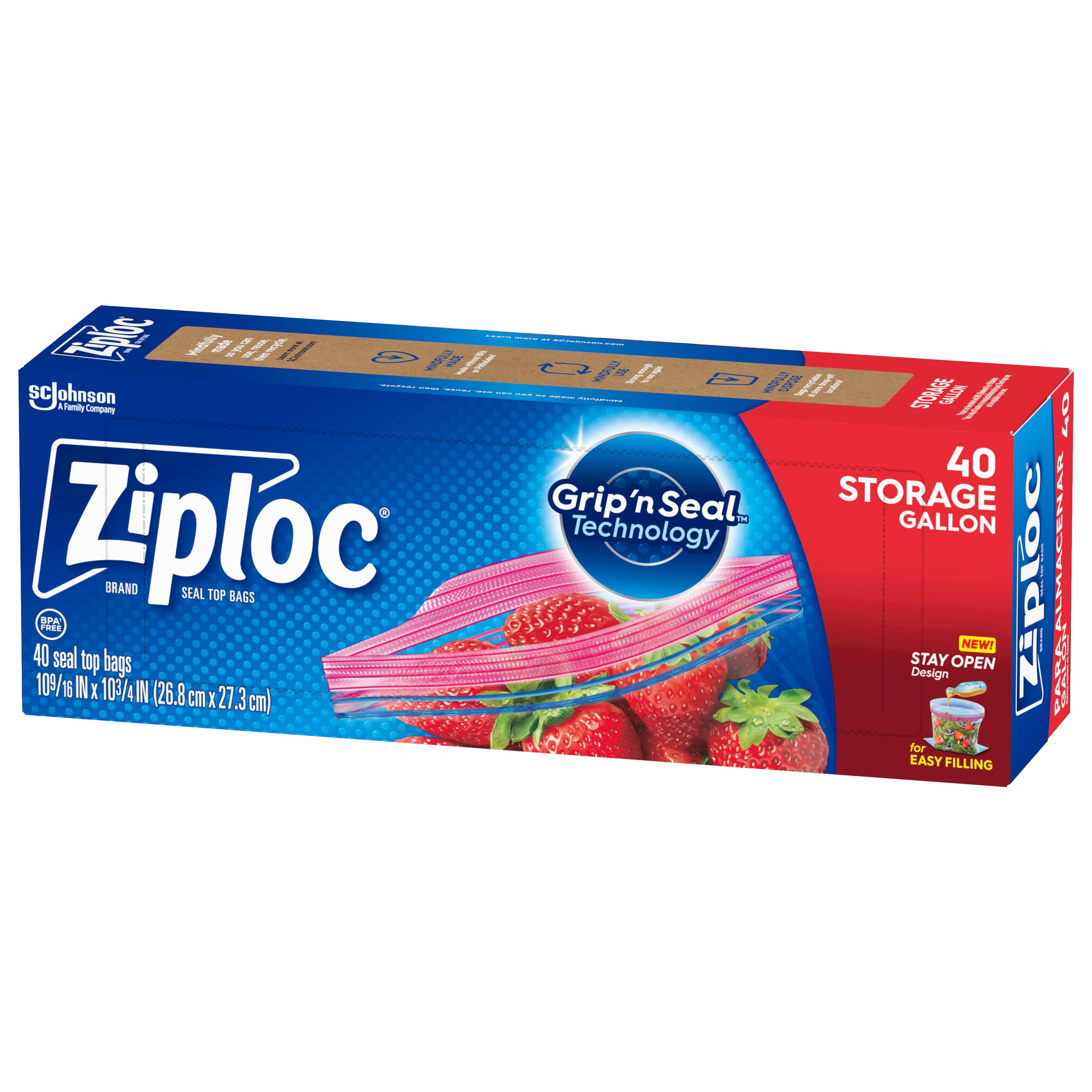 Ziploc Quart Food Storage Bags, Grip 'n Seal Technology for Easier Grip,  Open, and Close, 48 Count, Holiday Designs, Packaging May Vary