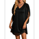 thumbnail image 1 of Vestido Brillante para Mujer, con Mangas Murciélago, para Cóctel y Club. Negro S, 1 of 9