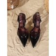 thumbnail image 5 of On feet & in love Women's Patent Pointed Toe Slingback Heels - Cross Ankle Strap Stiletto Dress Pumps with Adjustable Buckle, 5 of 6