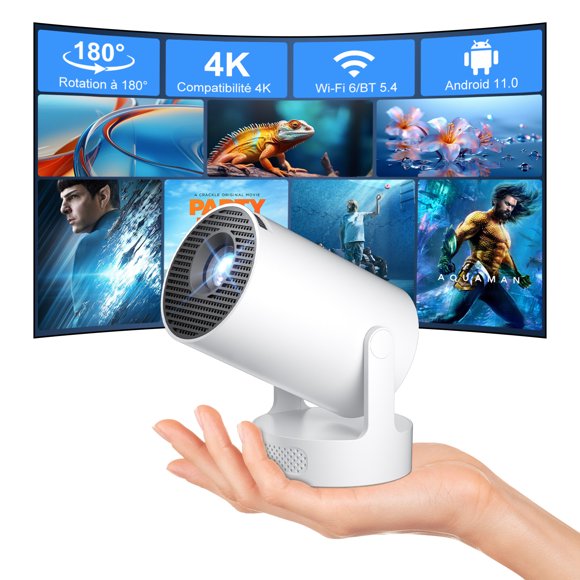 Salange Mini Projector with WiFi and Bluetooth, 4K 1080P Supported, Native 720p HD, Auto Keystone Correction, Short Throw Outdoor Movie Projector