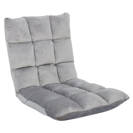 ZENSTYLE Adjustable Floor Chair Bed Couch Recliner Lazy Seat Sofa Chair Folding Gaming Lounger Padding Seat Backrest Indoor Gray