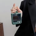 thumbnail image 2 of PU Leather Ring Holder Kickstand Case for Samsung Galaxy Z Flip 5 4 3 5G Z Flip3 /Flip4 /Flip5 Matte Retro Luxury Shockproof Vintage Phone Cases Cover (Dark Green,for Samsung Z Flip 4), 2 of 10