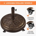 thumbnail image 7 of Yaheetech 20″ Round Antique Umbrella Base with Lockable Wheels, Bronze, 7 of 7