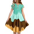 thumbnail image 5 of Gunia Hawaiian Dresses For Girls Sleeveless Casual Party Wear Ice Cream Print Tiered With Flutter Sleeves Kids Comfortable Elastic Waist Sundress For Holiday Beach Green 6-15 Years, 5 of 6