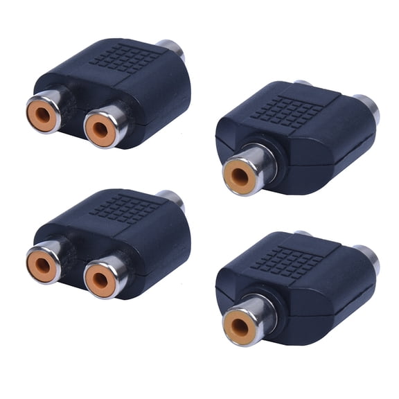 4 Pcs AV Splitter Y Adapter 1 Female 2 Female, Black