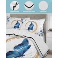 thumbnail image 4 of Quilts Queen Size Bedding Set, Blue Butterflies Flowers Lightweight Quilted Comforter, Spring Watercolor Botanical Floral Soft Bedspread Coverlet with Pillow Covers for All Season, 90" x 96", 4 of 7