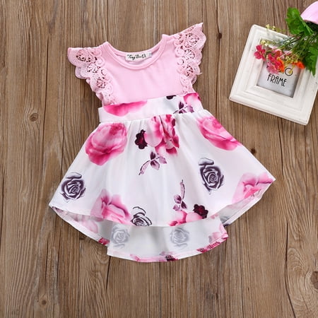 

Dooleck Baby Girl Floral Dress Sleeveless Lace Princess Dress Newborn Infant Clothes