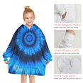 thumbnail image 6 of Blue Tie Dye Spiral Pattern Blanket Hoodies for Kids 6-13YR Oversize Wearable Blanket Hoodies for Boys Girls Teens, 6 of 7