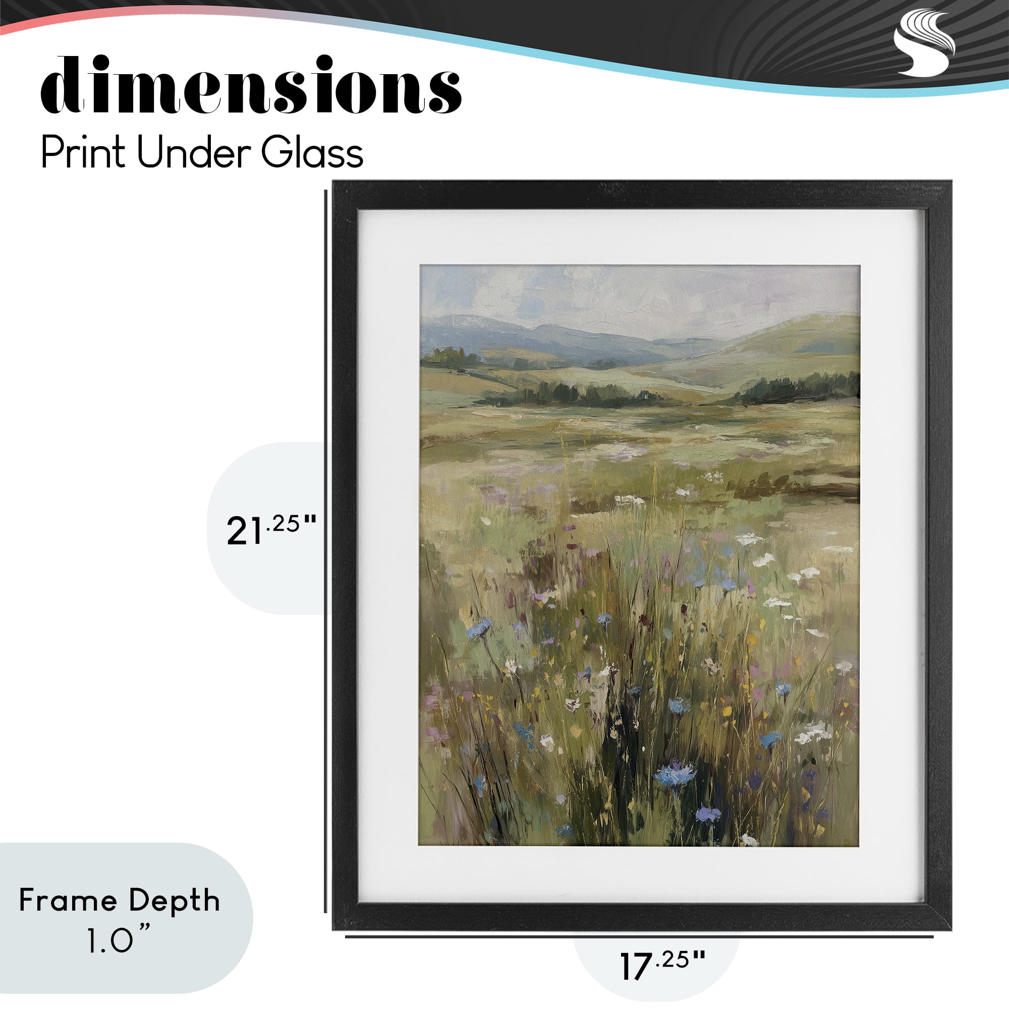 Stupell Industries Breezy Pastures Impression Black Framed Print Under Glass, design by Svetlana Aleynikova