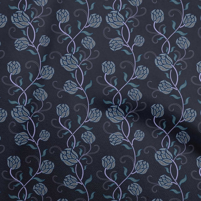 oneOone Viscose Chiffon Medium Blue Fabric Floral Sewing Craft Projects Fabric Prints By Yard 42 Inch Wide