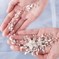 thumbnail image 3 of Joya para la cabeza hecha de flores y hojas para mujeres y niñas - Accesorio de boda con cuentas - plata brillar Electrónica, 3 of 5