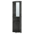 thumbnail image 2 of Corner Bar Cabinet With 3 Shelf - Glass Rack & Twin Doors For Display Stylish Shelf, Rack, And Mirrored Accent, 2 of 3