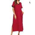 thumbnail image 2 of Camisón de seda Qarigey rojo L, 2 of 6