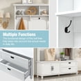 thumbnail image 5 of EUROCO 80.3" Large Entryway Hall Tree with Storage Bench and Coat Rack, 5 Hooks, 2 Large Drawers for Hallway Living Room Bedroom Home, White, 5 of 8