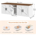 thumbnail image 3 of Double Litter Box Enclosure with Corridor and Storage, White Walnut Wooden  Furniture for 2 Cats, 3 of 8