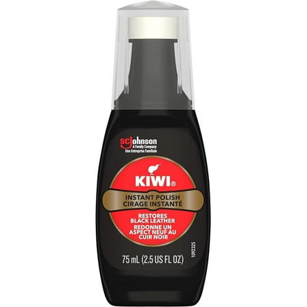 Kiwi Instant Polish, Black, 2.5 oz (1 Bottle with Sponge Applicator), Pack of 1
