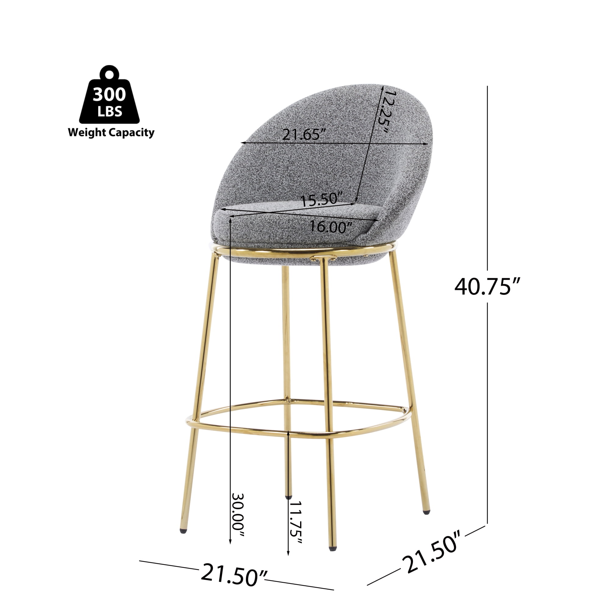 2-Pack Upholstered Barstool with Metal Frame,30"H Counter Height Bar Stools for Kitchen Island