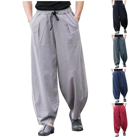 KeShDi Workout Pants for Men Loose Sweatpants for Men Men Solid Casual Multiple Zipper Button Pockets Outdoor Straight Type Fitness Pants Cargo Pants Trousers Black L