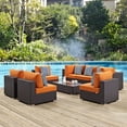 thumbnail image 2 of Modern Contemporary Urban Design Outdoor Patio Balcony Eight PCS Sectional Sofa Set, Orange, Rattan, 2 of 5