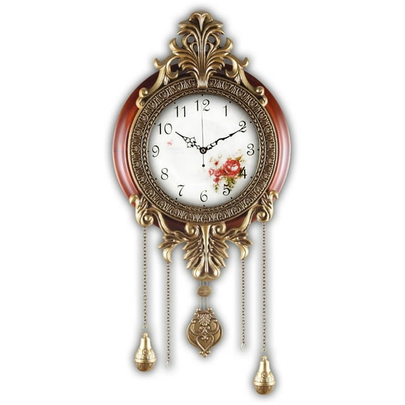 Aero Snail 14" Pendulum Wall Clock, Solid Wood, Battery Operated, Retro Vintage Clock 206C