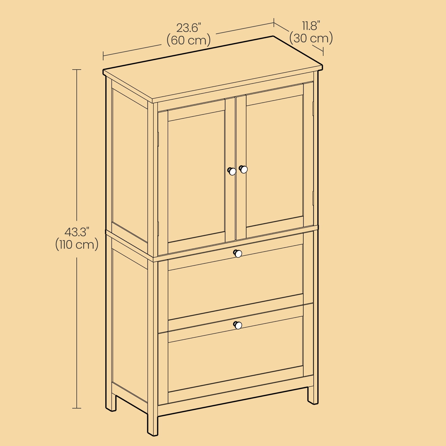 LEDREM Bathroom Floor Storage Cabinet, Freestanding Cabinet with 2 Doors 2 Drawers, for Kitchen Living Room Small Spaces,Green