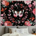 thumbnail image 2 of PRATYUS Pink Butterfly Tapestry Moon Flower Tapestry Aesthetic Tapestry Botanical Wall Tapestry Tapestry Wall Hanging for Bedroom Multi Size Painting, 2 of 6