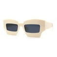 thumbnail image 4 of Womens Razor Blade Geometric Thick Horn Rim Temple Rectangle Sunglasses Ivory Black, 4 of 4