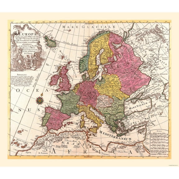 Historic Map - Europe - De L'isle 1787 - 26.65 x 23 - Vintage Wall Art