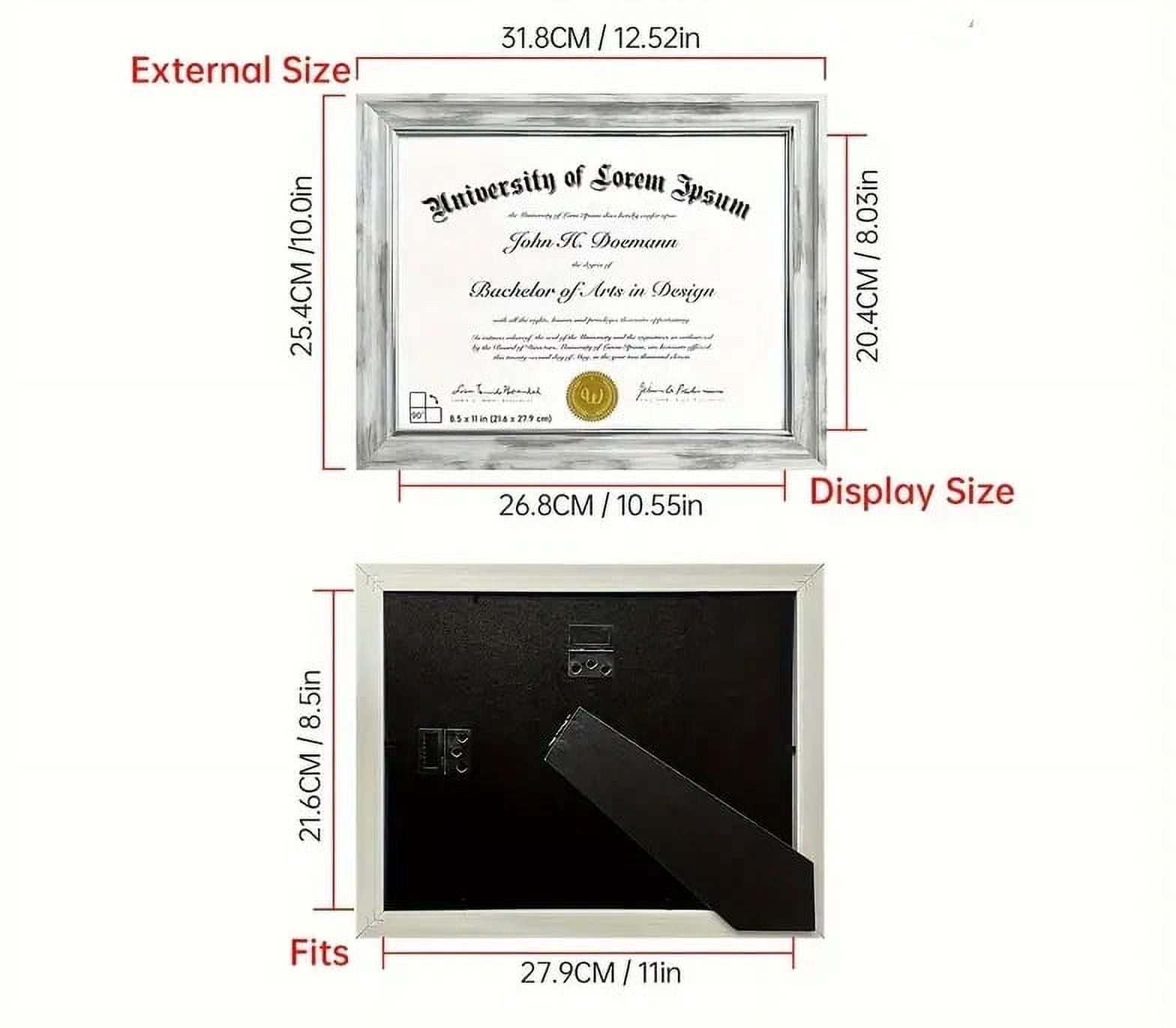 Set of 4 Document frames 8.5x11 Certificate Frames for Wall Or Tabletop , Wood and Glass, Gray