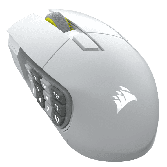 Restored Corsair Scimitar Elite Wireless SE MOBA/MMO Optical Gaming Mouse with 16 Programmable Buttons - Wireless - White (Refurbished)
