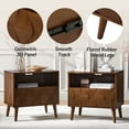 thumbnail image 6 of Wood End Table 2 Pieces with Drawer Open Shelf Charging Station Modern Table Living Room Walnut, 6 of 7