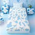 thumbnail image 3 of meiyoeat Blue Ribbon Bow Twin Sheets,Cute Cow Print Bedding For Girl,3-Piece,1 Fitted Sheet and 1 Pillowcase, 3 of 6