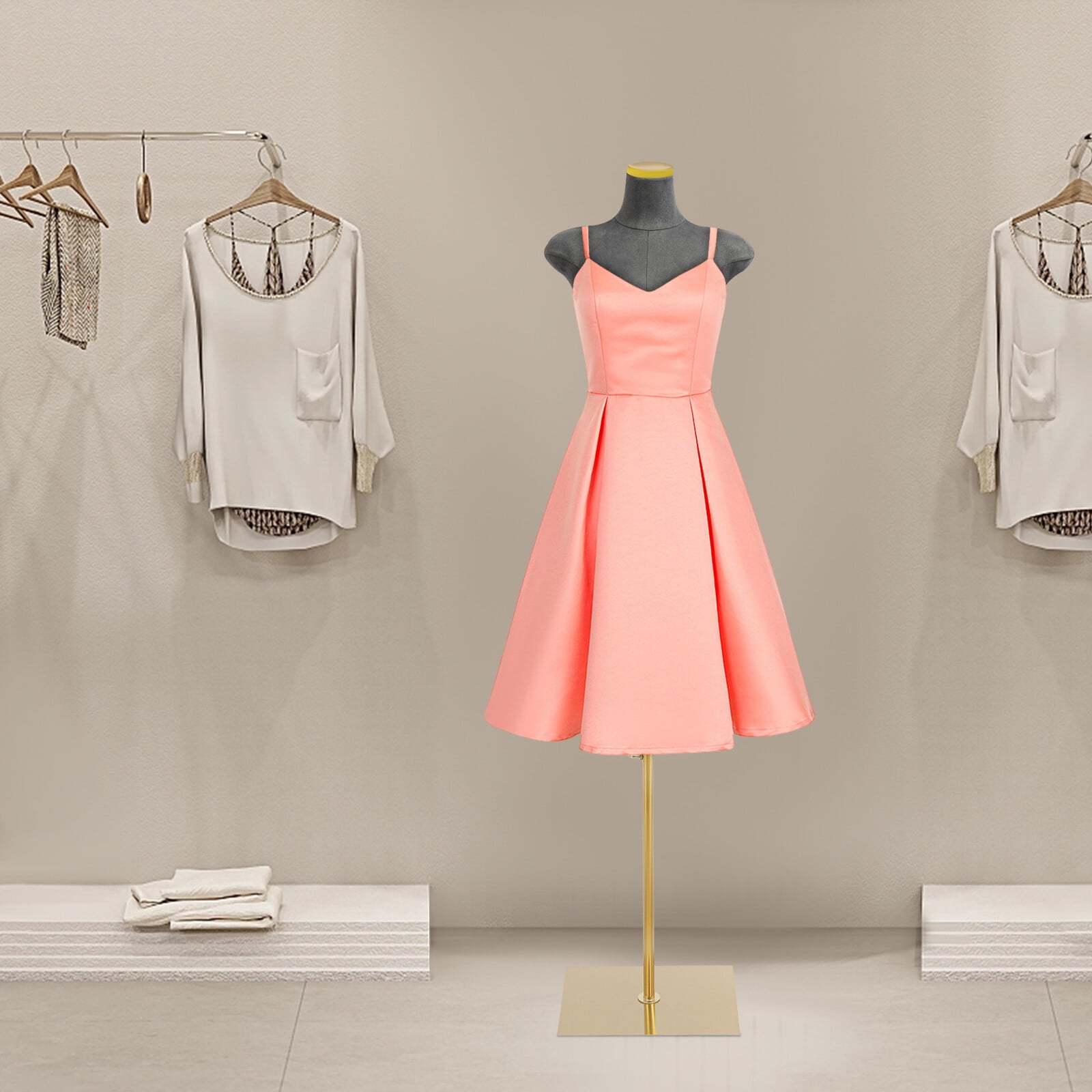 Modern Floorstanding Grey Female Mannequin Model with Stand Height Adjustable Half-length Mannequin Model