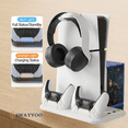 thumbnail image 2 of Swayvoo Multifunction Vertical Stand for PS5 Pro and PS5 Slim, Cooling Fan, Dual Controller Charging Dock, USB Hub, Console Organizer White, 2 of 5