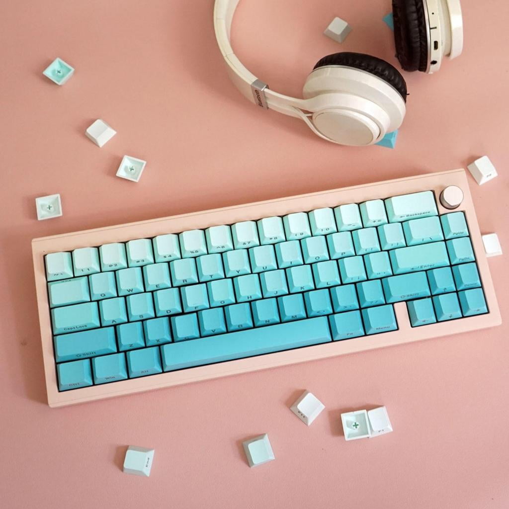 Dye Sublimation Keycaps Letter Top/Side Engraveds Gradients Color Keycaps 125Keys for Mechanical Keyboards