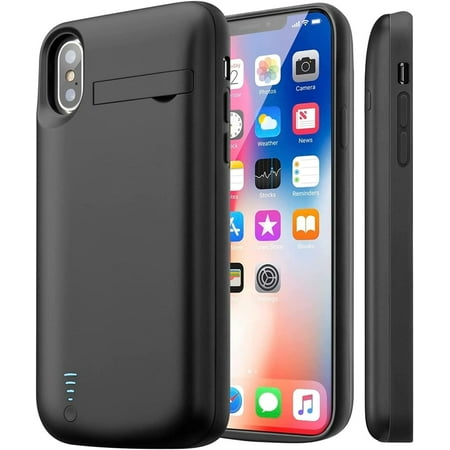 Fey-US Battery Case for iPhone X/XS,5000mAh Extended Backup Battery Charging Case for iPhone Xs/X,Rechargable Power Bank Charger Cover,Added More Extra Juice, Black