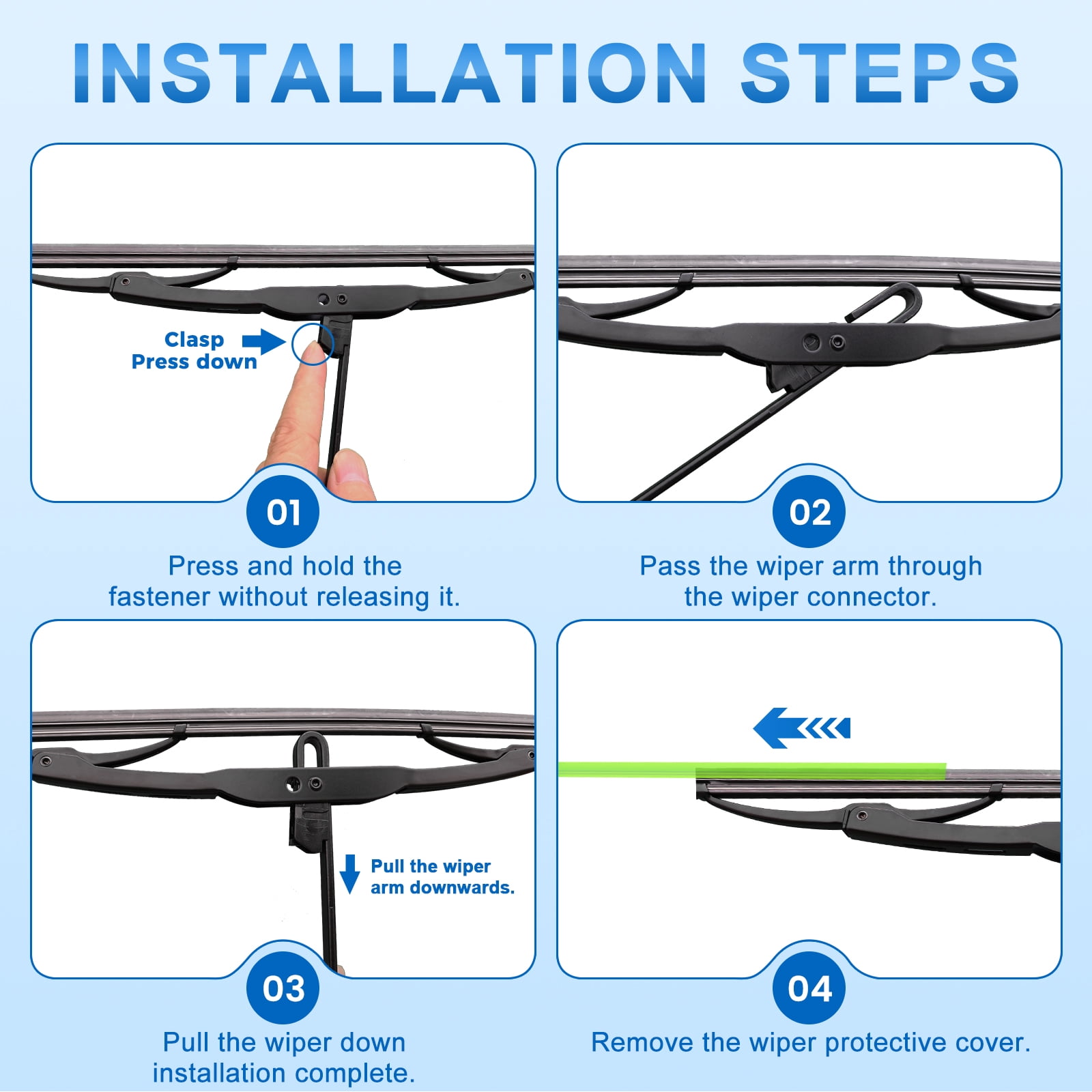 WBULTRA 24" 18" 12" All-Season Beam Windshield Wiper Blades - Silicone, Quiet & Streak-Free - Pack of 3