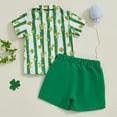 thumbnail image 5 of Toddler Baby Boy St Patricks Day Outfits Button Up Short Sleeve Shirt And Shorts Set 2Pcs Irish Outfits 3-4 T, 5 of 8