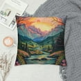 thumbnail image 2 of WERPE Summer Mountain River Scenery Abstract Art Throw Pillow Covers Square Pillowcase Pretectors Cushion Cover for Home Office Sofa Couch, Double-Sided Printed, 2 of 5