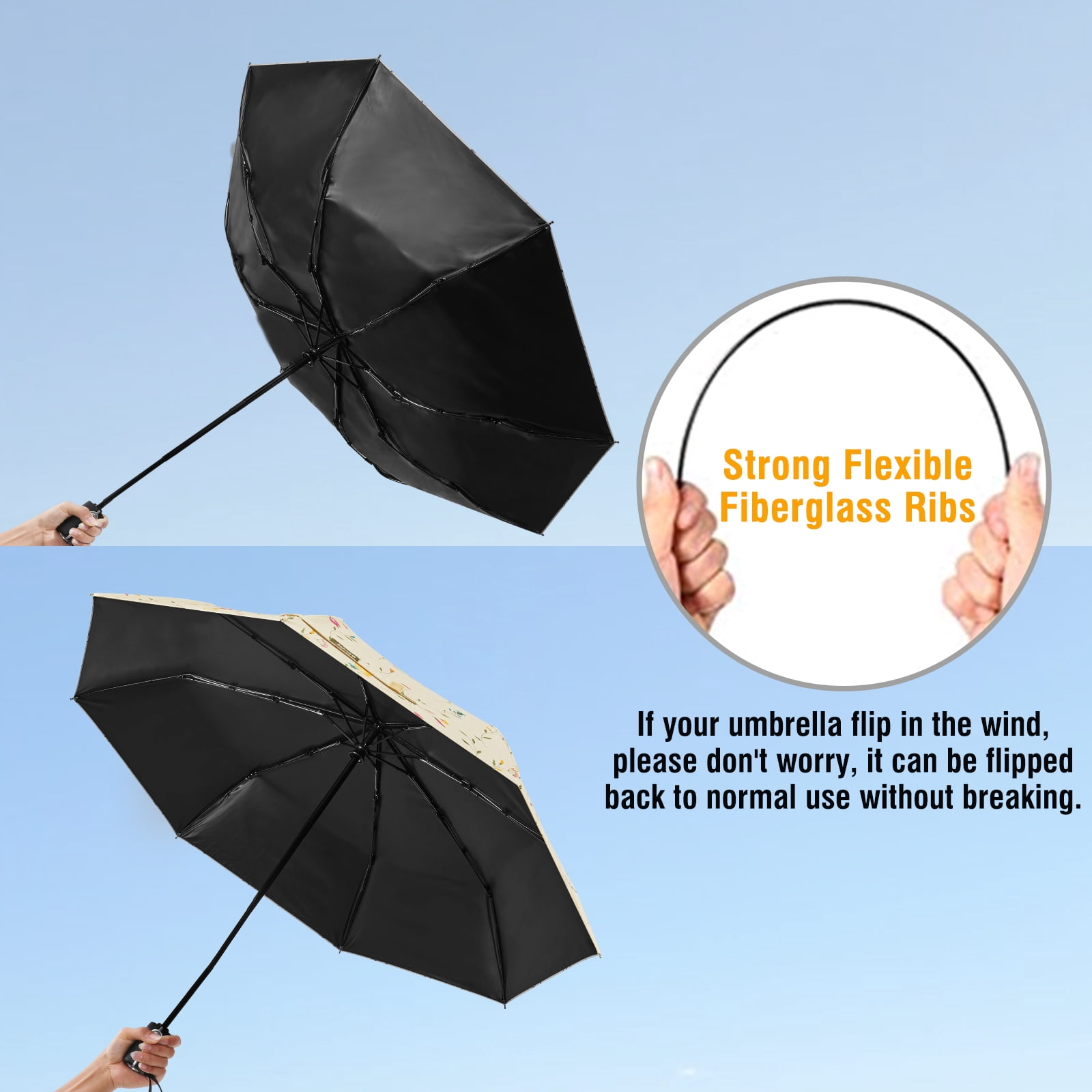 G4Free UPF 50+ UV Protection Large Travel Umbrella 42/46 Inch Auto Open Close Windproof Sun Blocking Umbrella