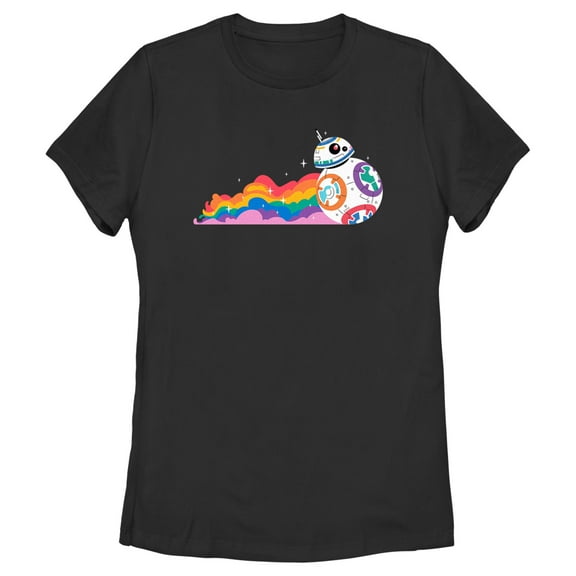 Women's Star Wars Pride Rainbow BB-8 Graphic Tee Black 2X Large